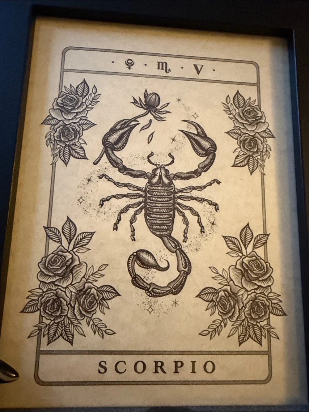 Scorpio Zodiac Wall Art Print in Black Frame 7x9